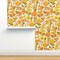 Retro Floral Yellow Orange Green 1970S Flowers Botanical Custom Removable Wallpaper by Spoonflower Peel & Stick Wallpaper 2FT Wide